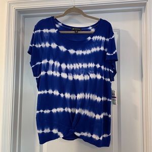 INC Tee. Tie Dye Blue XXL with front twist